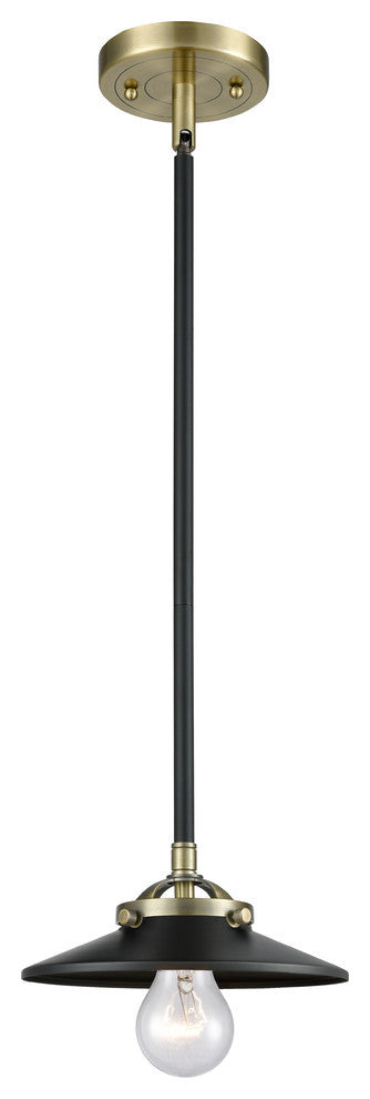 Railroad 1-Light Mini Pendant, Black Antique Brass, Matte Black