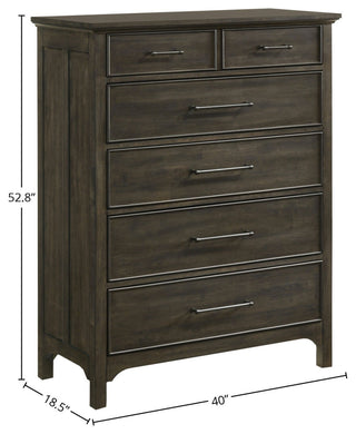 Hawthorne 6-Drawer Rubberwood Chest, Brushed Charcoal