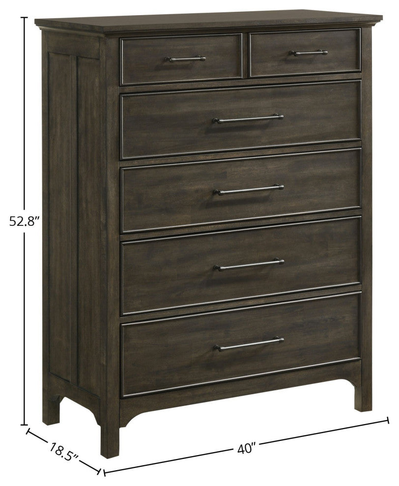 Hawthorne 6-Drawer Rubberwood Chest, Brushed Charcoal