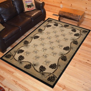 Lodge King Pine Bluff Rustic Pine Cone Area Rug, 7'10"x9'10"