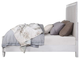 Acme Katia Queen Bed, Gray Linen & White Finish