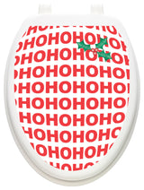 Santa's Laughter Toilet Tattoos Seat Cover, Vinyl Lid Decal, Christmas Bathroom, Elongated