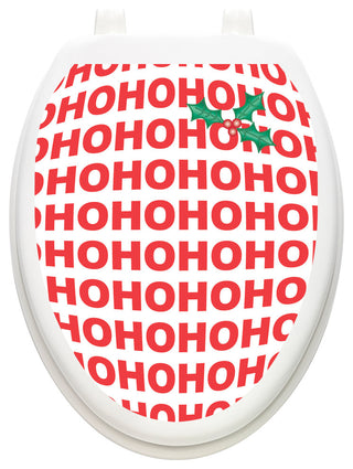 Santa's Laughter Toilet Tattoos Seat Cover, Vinyl Lid Decal, Christmas Bathroom, Elongated