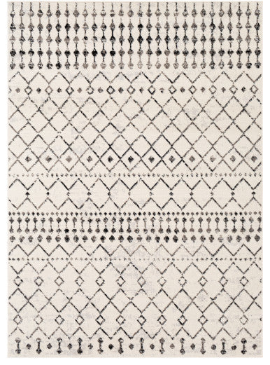 Surya Pisa PSS-2300 5'x7' Rug, Black/Ivory/Medium Gray/Light Gray
