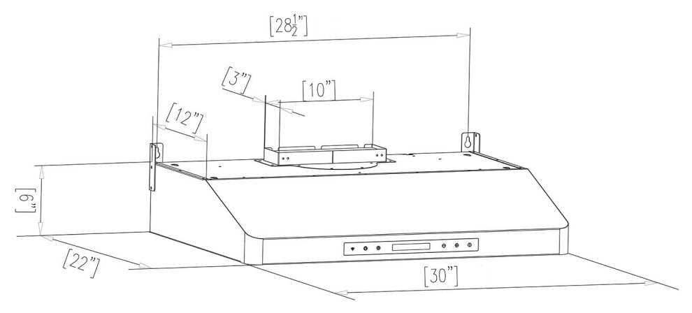 30 In. 500 CFM Ducted Under Cabinet Range Hood With Sealed Aluminum Motor
