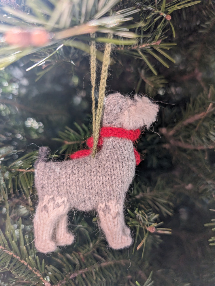 Hand-Knit Schnauzer Christmas Ornament
