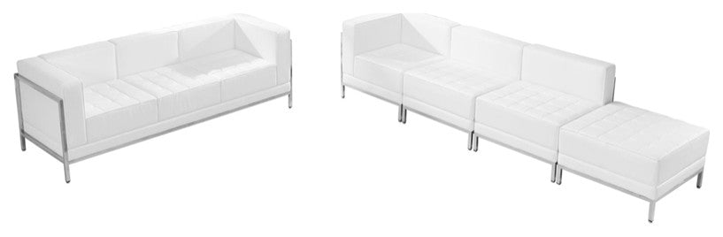 Hercules Imagination Series Leather Sofa and Lounge Chair Set, 5-Piece, White