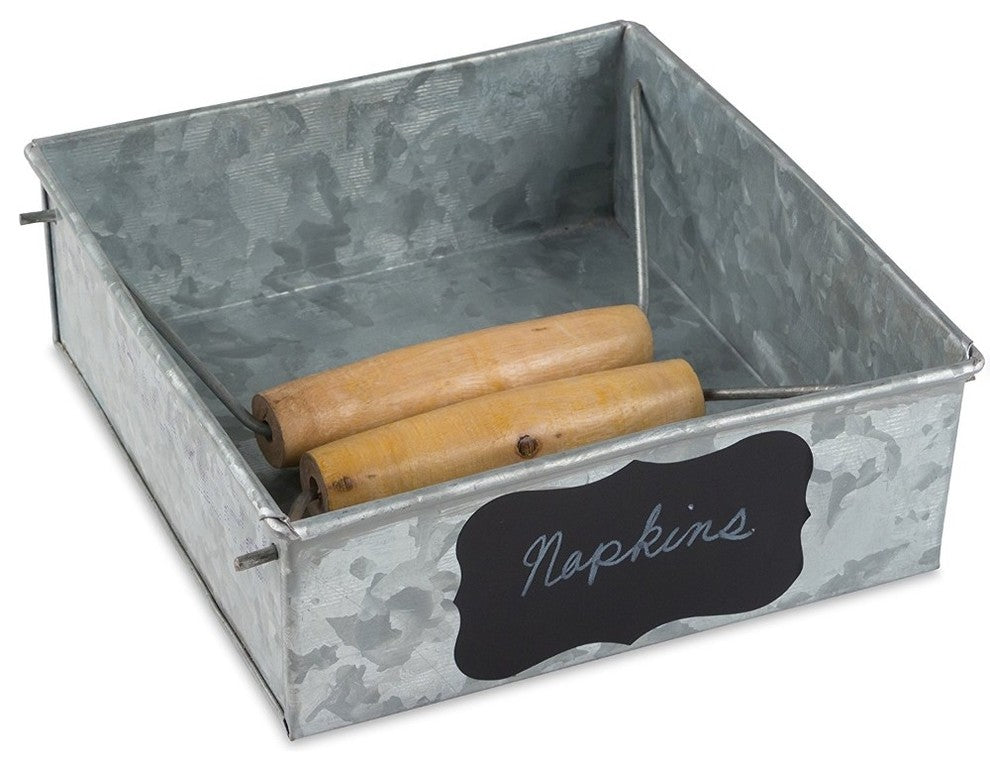 Benzara BZI457-AMC0005 Galvanized Metal Napkin Holder With Handles, Gray