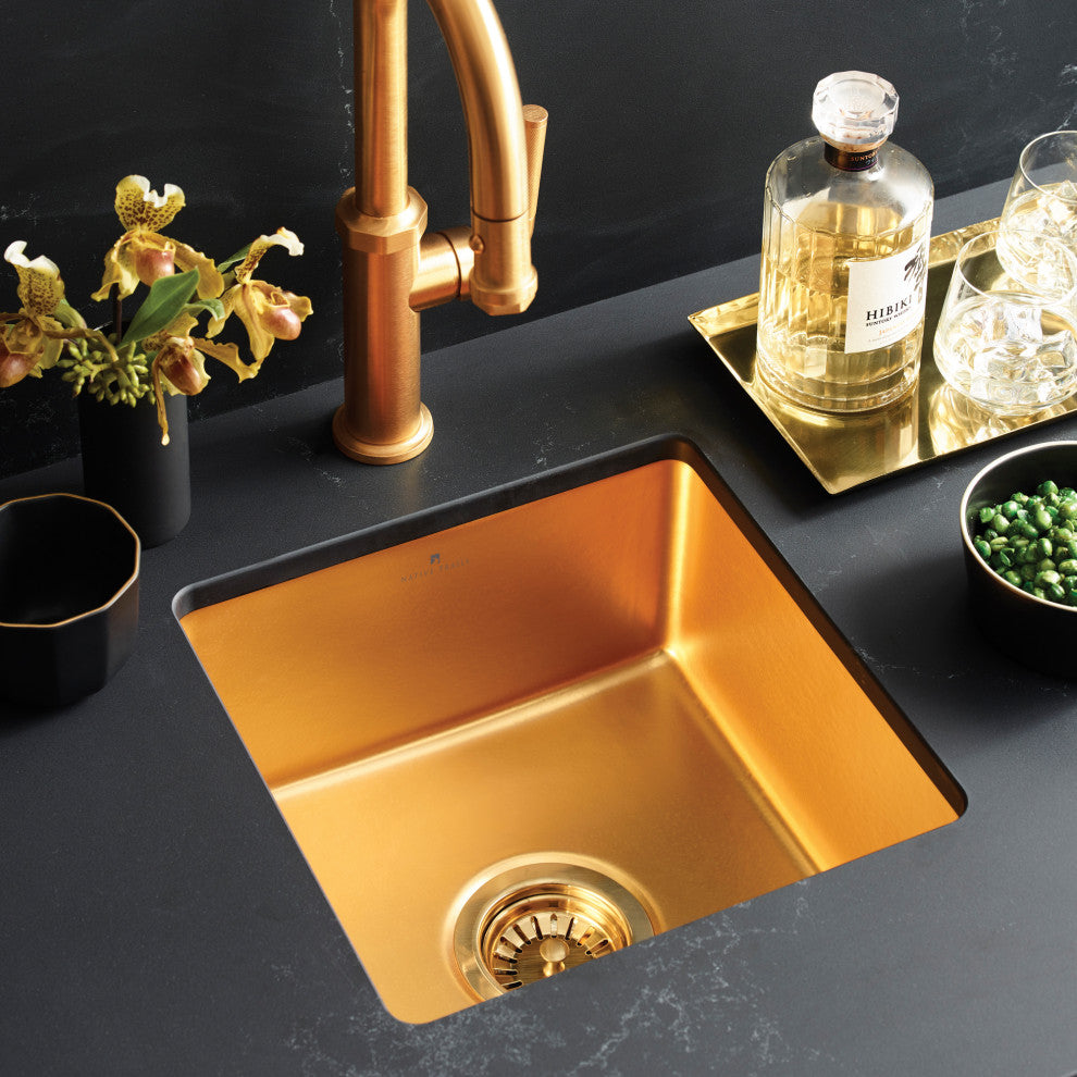Reveler Bar and Prep Sink, 24k Matte Gold