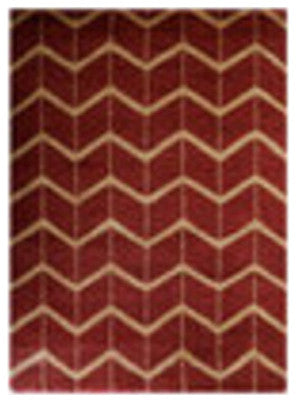 Hand Knotted Wool Area Rug Geometric Red Gold