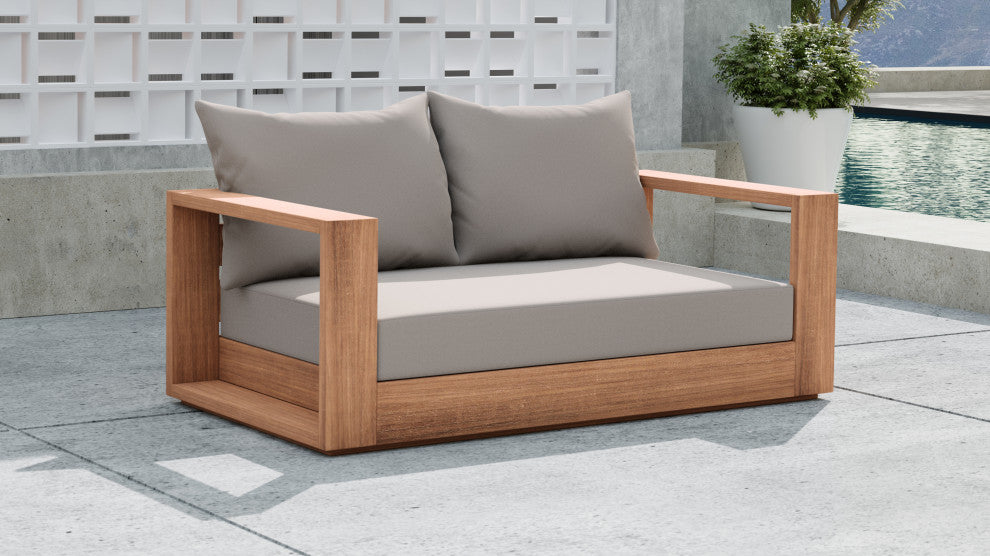 Tulum Waterproof Fabric Upholstered Outdoor Loveseat, Gray