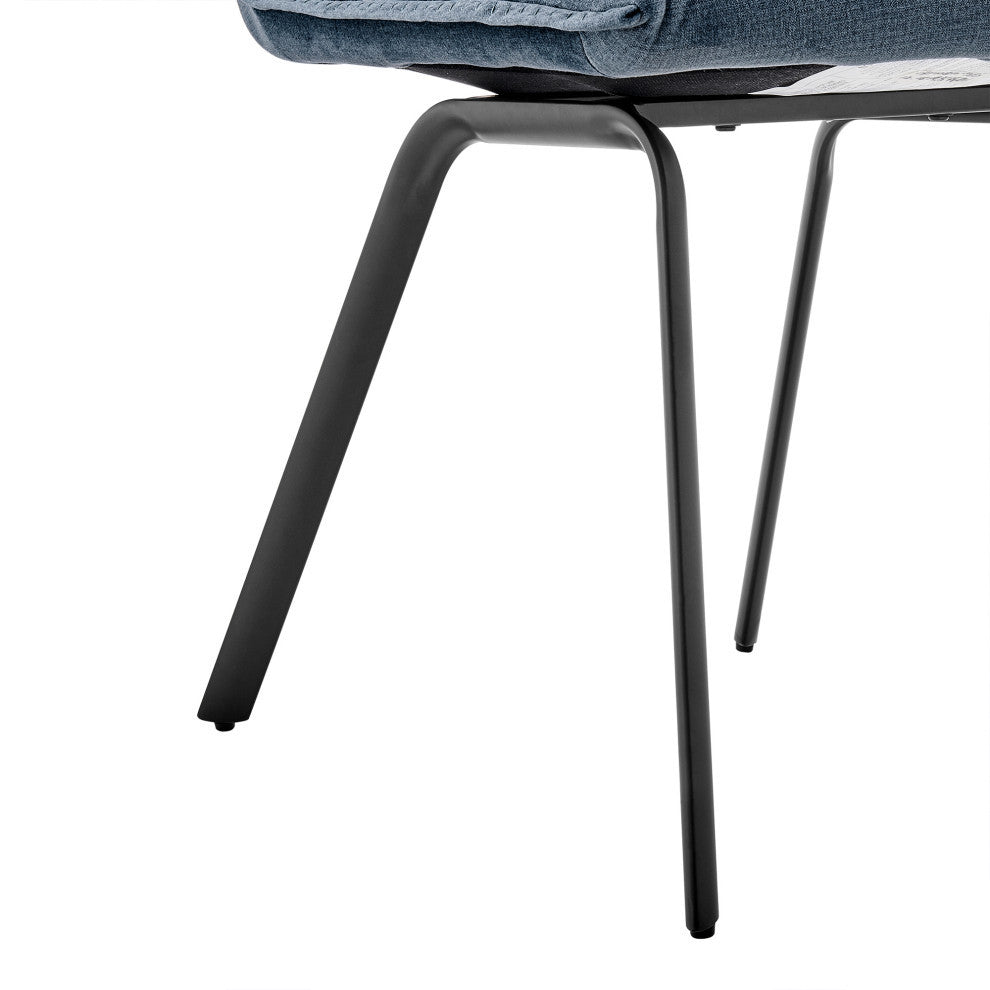 Rylee Dining Room Accent Chair With Black Finish Set of 2, Blue