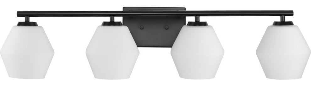 Copeland Collection Four-Light Matte Black Mid-Century Modern Vanity Light