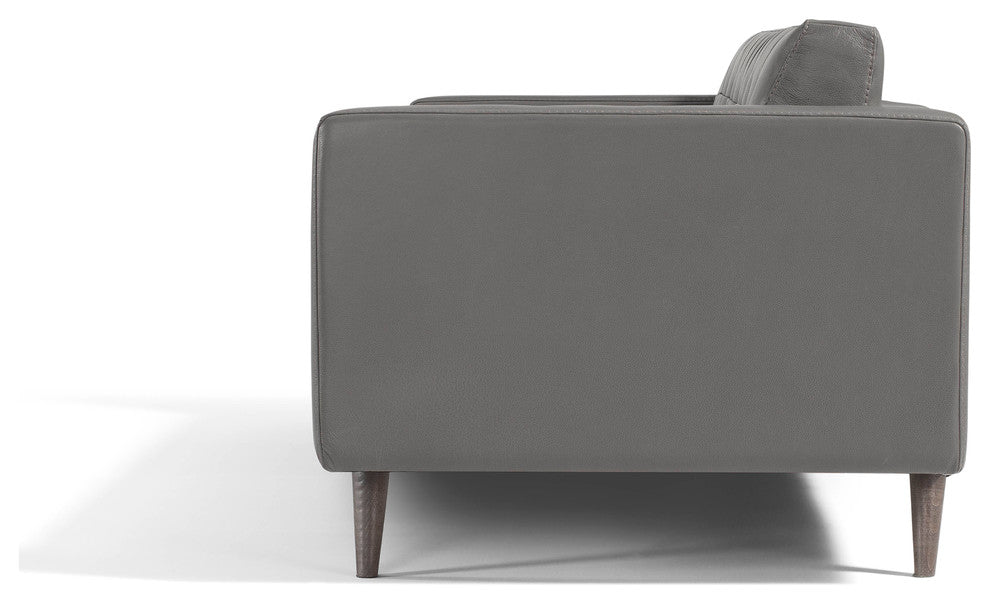 Herald Modern Sofa, Genuine Leather, Gray