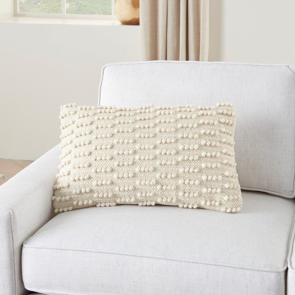 Mina Victory GC380 Throw Pillow, Ivory, 12"X20"
