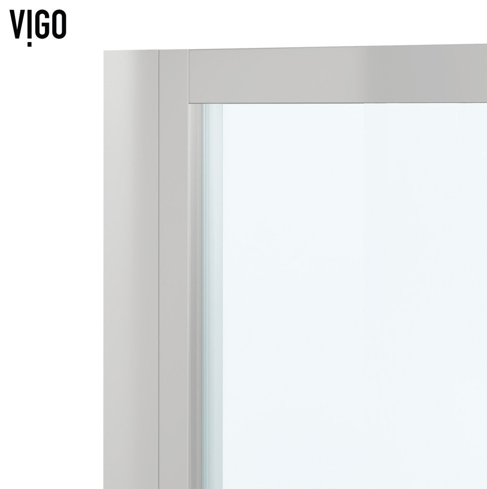 VIGO Astoria Framed Pivot Shower Door, Chrome, 32" W X 76" H, Clear Glass