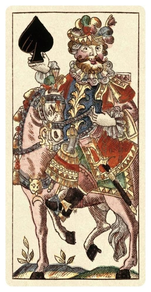"Knight of Spades (Bauern Hochzeit Deck)" Paper Art, 32"x62"