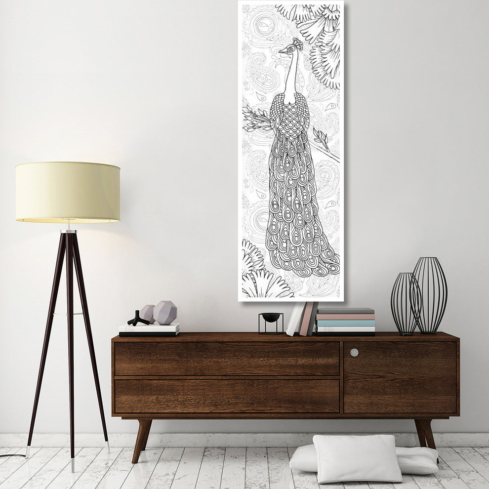 "Boho Peacocks II" Digital Paper Print by Elyse DeNeige, 26"x74"