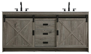 Home Living 72" Double Bathroom Vanity, Rustic Grey