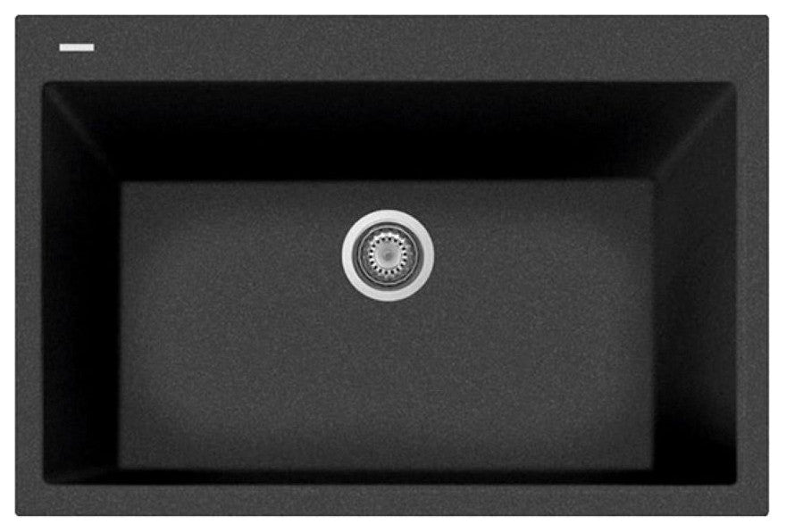 One Series 33" Drop-In Single-Bowl Granite Sink, Black Metallic, Drop-in