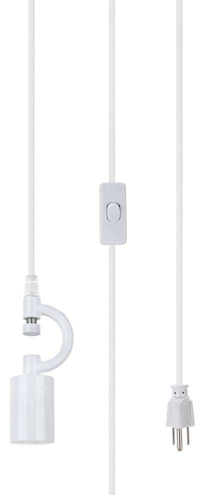 Aspen Creative 71114-21, 1-Light Plug-In Swag Light Conversion Kit, White