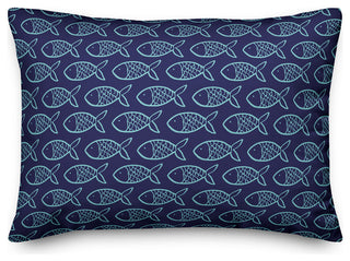 Blue Fish Pattern 14x20 Throw Pillow Cover