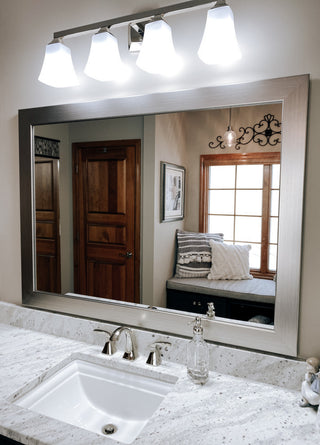 Pendleton Framed Wall Mirror, Nickel, 28" X 60"
