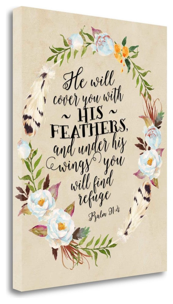 "Psalm 91 - 4 Tribal Wreath" By Tara Moss, Giclee Print on Gallery Wrap Canvas