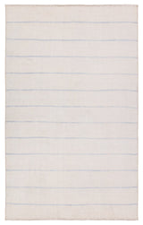Label J Ryn SAV02 Striped Ivory and Blue Runner Rug, 2'6"x8'