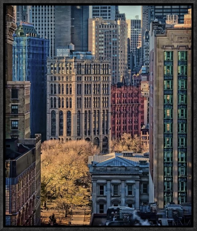 "City Life" Framed Canvas Giclee by Liyun Yu, 14x17"