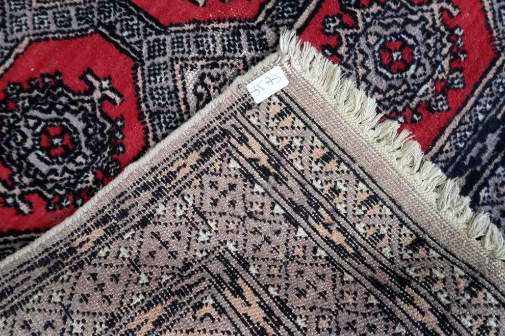 Handmade Vintage Uzbek Bukhara Rug 2.7'x4.1', 84cmx127cm, 1970s