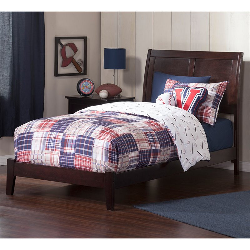AFI Portland Twin Solid Wood Foundation Bed with USB Charger in Espresso