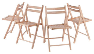 Winsome Robin Transitional Solid Wood Folding Chair Set in Natural (Set of 4)