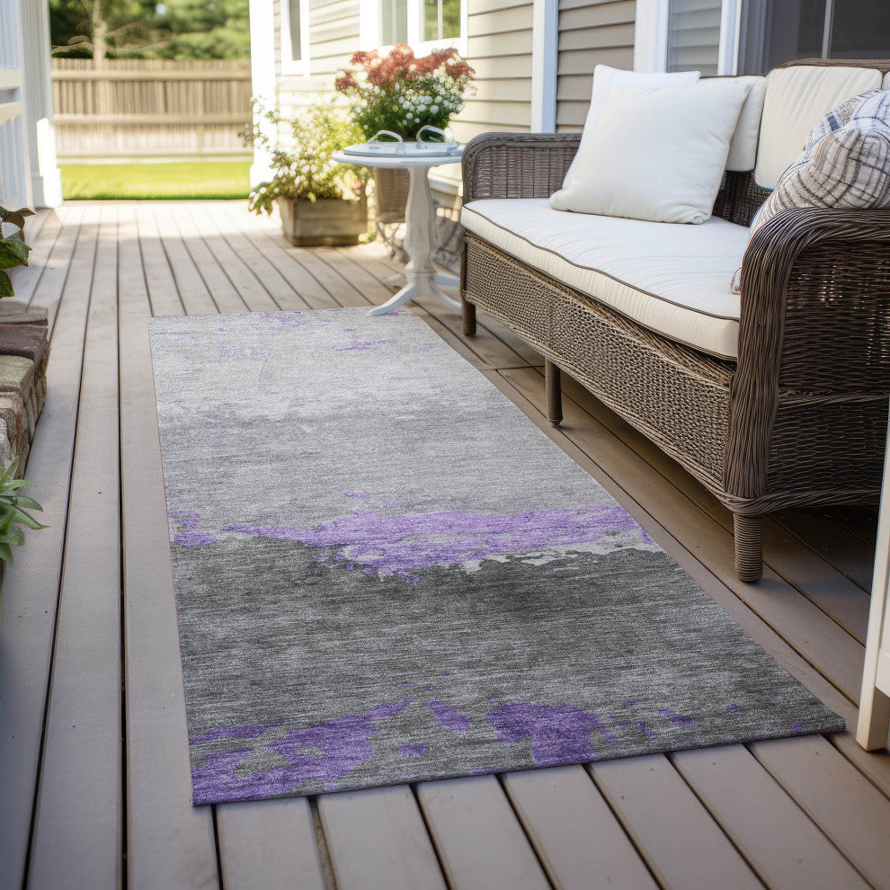 Machine Washable Indoor/Outdoor Chantille ACN1885 Purple 2'3" x 7'6" Runner Rug