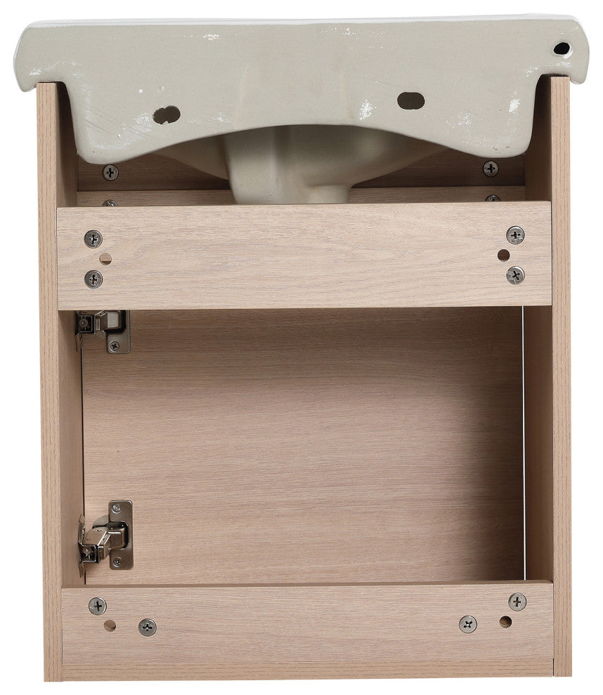 18 inch Wood Wall-Mounted Bathroom Vanity Set with Integrated Ceramic Sink