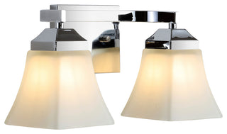 Staunton 1-Light Iron/Glass Modern Cottage LED Vanity Light, Chrome, 2-Light