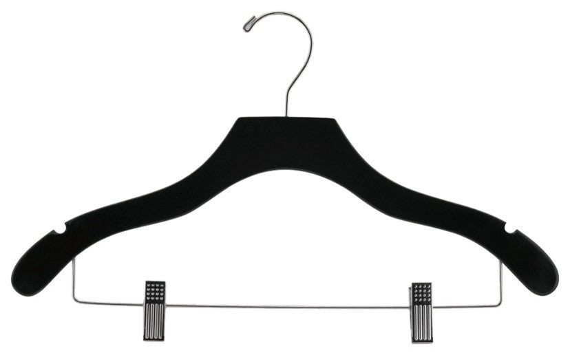 Wooden Wavy Combo Hanger, Black/Chrome Finish, Box of 50