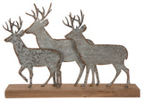13.19" Galvanized Metal/Wooden Reindeer Table Decor