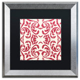 Color Bakery 'Damask Red' Matted Framed Art, Silver Frame, Black Mat, 16x16