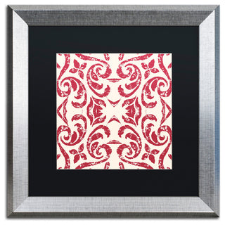 Color Bakery 'Damask Red' Matted Framed Art, Silver Frame, Black Mat, 16x16