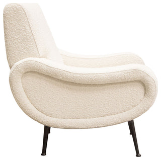 Cameron Accent Chair, Bone Boucle Textured Fabric With Black Leg