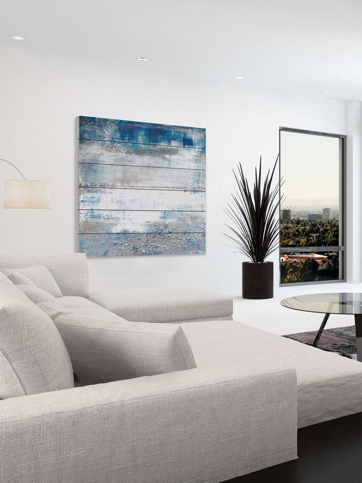 "White Splash" Painting Print on White Wood, 32"x32"