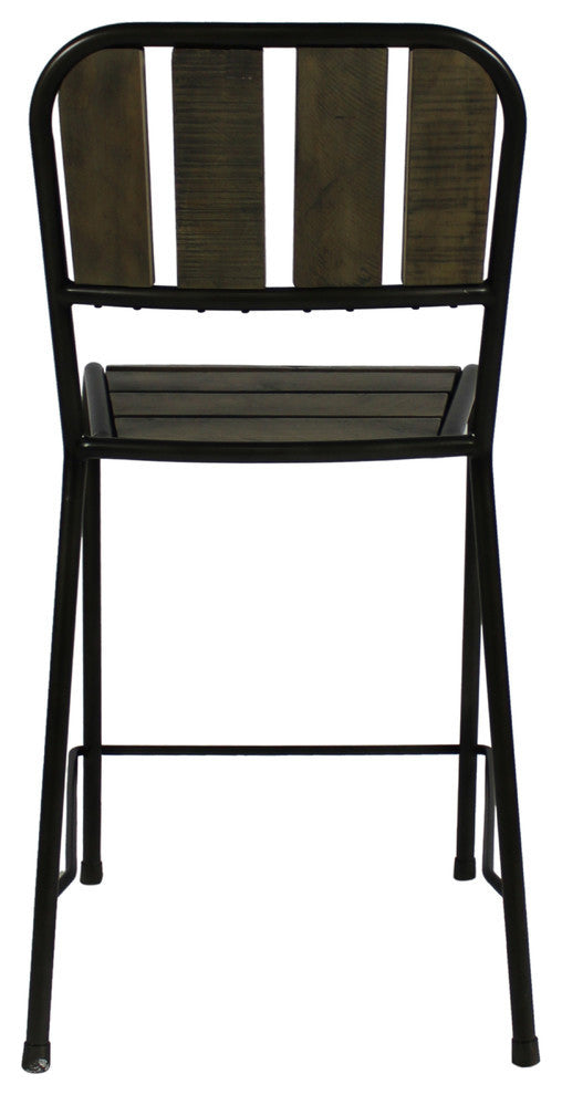 Cole Reclaimed Solid Wood Counter Chair in Brown with Black Metal Frame