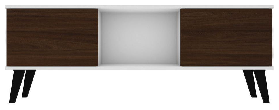 Doyers 53" TV Stand, White and Nut Brown