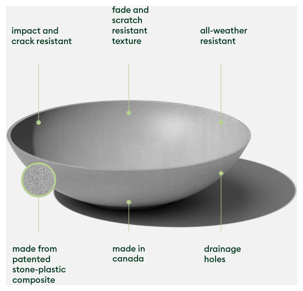 Lane Round Planter Bowl, Grey, 24'', 2 Pack