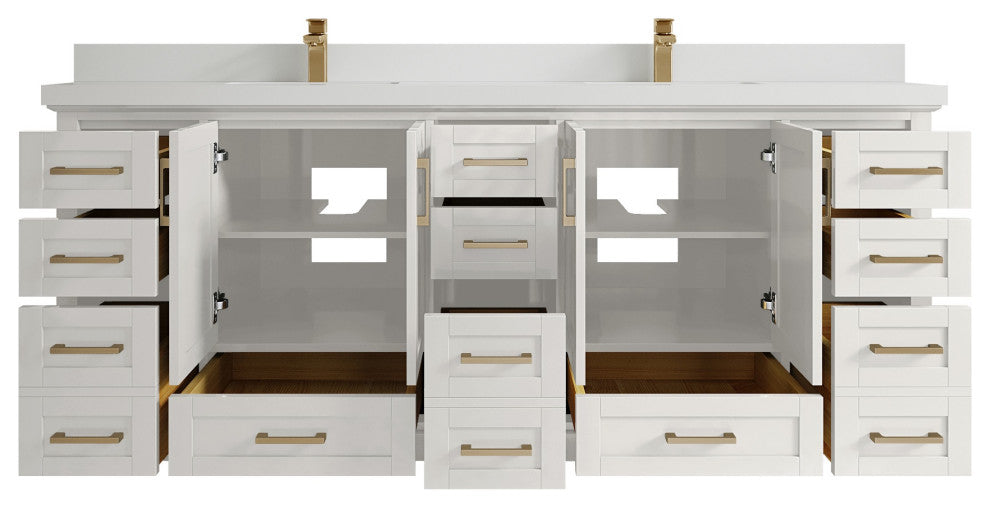 Boston 84" Double Sink Bath Vanity in Alabaster 2" White Quartz