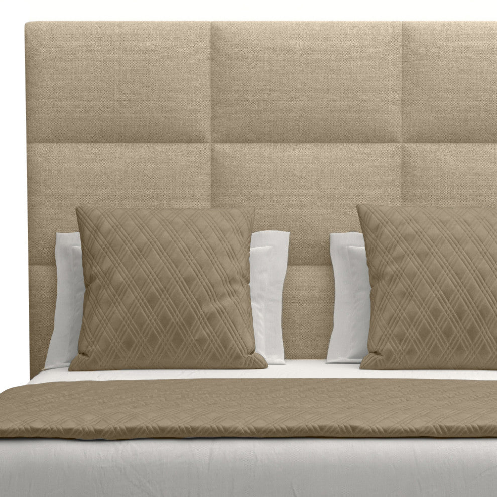 Nativa Interiors Moyra Square Tufted Bed, Flax, King, Headboard: Medium
