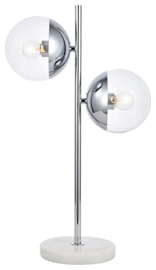 Midcentury Modern Chrome And Clear 2-Light Table Lamp