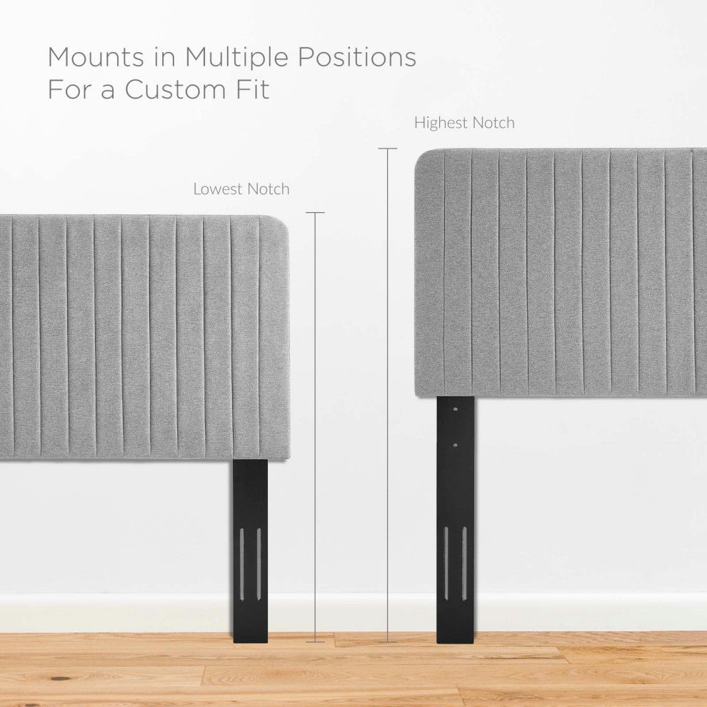 Tufted Headboard, Twin Size, Fabric, Light Gray, Modern Contemporary