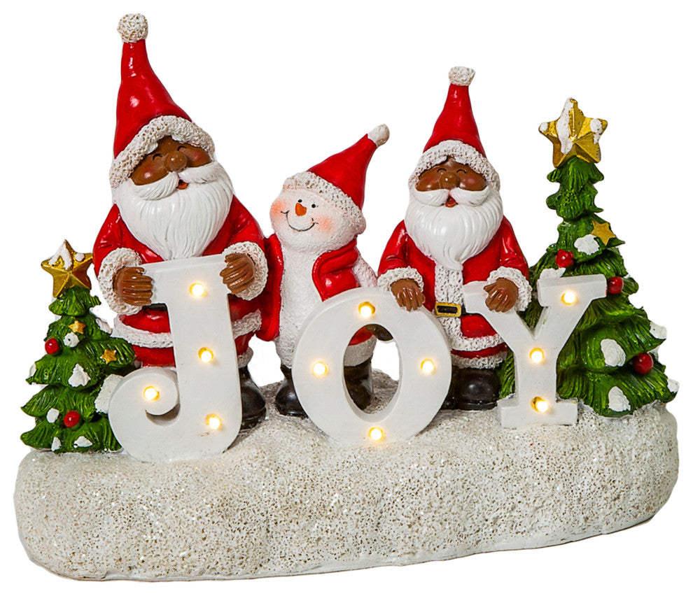 10" Santa and Snowman Tabletop Sign With word "JOY"